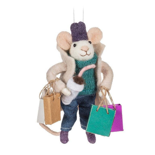 Abbott - Shopping Mouse Ornament-Ivory-5.5
