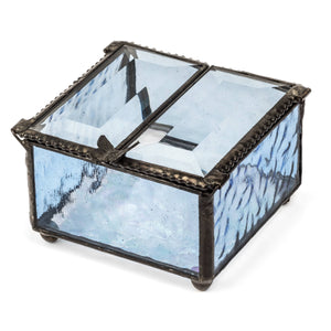 J Devlin Glass Art - Blue Stained Glass Jewelry Box With Butterfly Lift Box 185-3