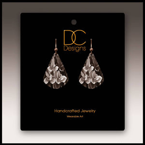 Illustrated Light & DC Designs - Black and White Floral Short Drop Handmade Earrings