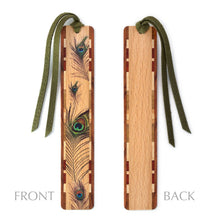 Load image into Gallery viewer, Mitercraft - Peacock Feather Handmade Wooden Bookmark