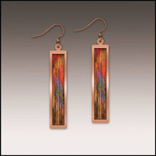 Load image into Gallery viewer, Illustrated Light &amp; DC Designs - Orange Nature Abstract Copper Showcase Rectangle Earrings