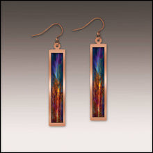 Load image into Gallery viewer, Illustrated Light &amp; DC Designs - Canyon Rust Abstract Copper Showcase Rectangle Earrings