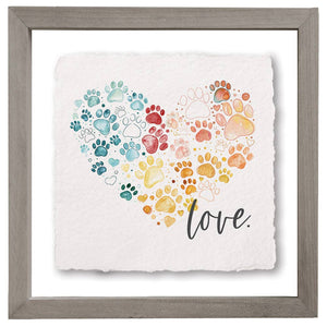 Sincere Surroundings - Love Pawprint Heart - Floating Art Square