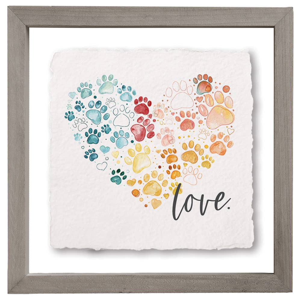 Sincere Surroundings - Love Pawprint Heart - Floating Art Square