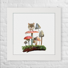 Load image into Gallery viewer, Cathy Walters Art - Forest Magic - Mouse Mushroom Garden Happy Square