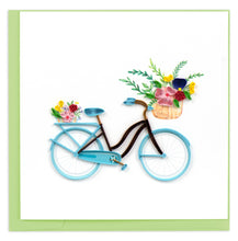 Load image into Gallery viewer, Quilling Card - Quilled Bicycle &amp; Flower Basket Greeting Card