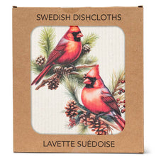 Load image into Gallery viewer, Abbott - Cardinals &amp; Pine Cones Dishcloth