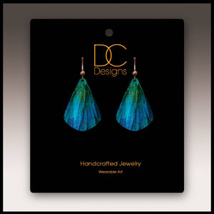 Illustrated Light & DC Designs - Blue Nature Abstract Short Drop Handmade Earrings
