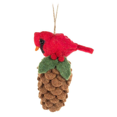 Abbott - Cardinal on Pinecone Ornament-5