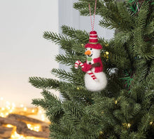 Load image into Gallery viewer, Abbott - Snowman with Hat &amp; Candy Cane Ornament