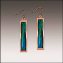 Load image into Gallery viewer, Illustrated Light &amp; DC Designs - Blue Nature Abstract Copper Showcase Rectangle Handmade Earrings