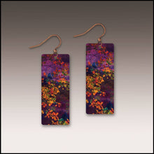 Load image into Gallery viewer, Illustrated Light &amp; DC Designs - Purple Foliage Nature Rectangle Handmade Earrings