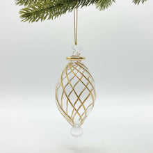 Load image into Gallery viewer, Dandarah (Ships from USA) - Blown Glass Small Ornament - Swirl Oval: Gold With Dots