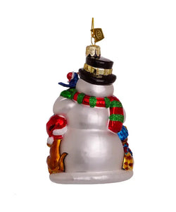 5.5"NOBLE GEMS SNOWMAN W/ANIMALS ORNAMENT