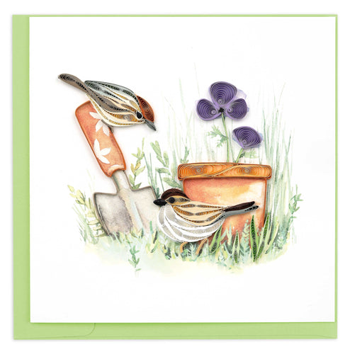 Quilling Card - Quilled Garden Sparrow Greeting Card