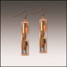 Load image into Gallery viewer, Illustrated Light &amp; DC Designs - Guitar Fine Art Copper Showcase Rectangle Earrings