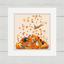 Load image into Gallery viewer, Cathy Walters Art - Leaf Pile Pals Happy Square
