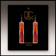 Load image into Gallery viewer, Illustrated Light &amp; DC Designs - Red Foliage Fine Art Copper Showcase Rectangle Earrings