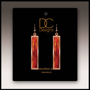 Illustrated Light & DC Designs - Red Foliage Fine Art Copper Showcase Rectangle Earrings