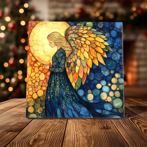 Peeping Tom's Cottage - Nativity Angel Porcelain Tile - Inspiring Addition to Nativity Scene Decor: 6 x 6 inch
