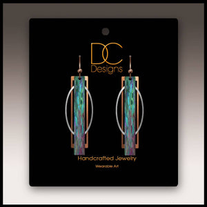 Illustrated Light & DC Designs - Teal Purple Geometric Multilayer Metal Accent Handmade Earrings