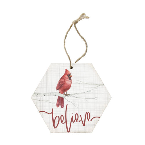 Sincere Surroundings - Believe Cardinal - Honeycomb Ornaments