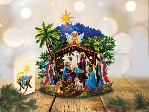 FreshCut Paper LLC - Starlit Nativity (6 Pop-up Greeting Cards)