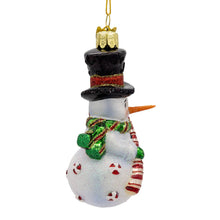 Load image into Gallery viewer, Kurt S. Adler, Inc. - Noble Gems, Glass Snowman With Candy Cane Ornament