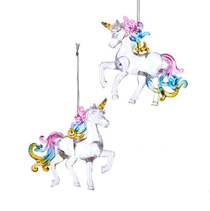 3.8" Clear Pastel Unicorn Orn 2a