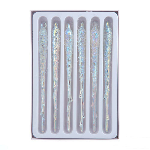 Glass Iridescent Icicle Orns
