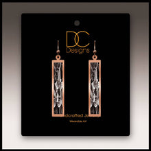 Load image into Gallery viewer, Illustrated Light &amp; DC Designs - Black and White Floral Rectangle Copper Handmade Earrings