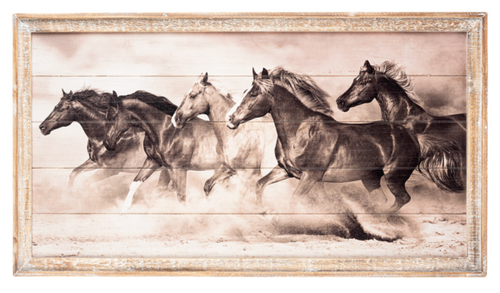 Running Horses Wall Decor Wood