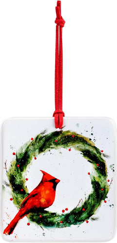 Cardinal on Holly Magnet Ornament