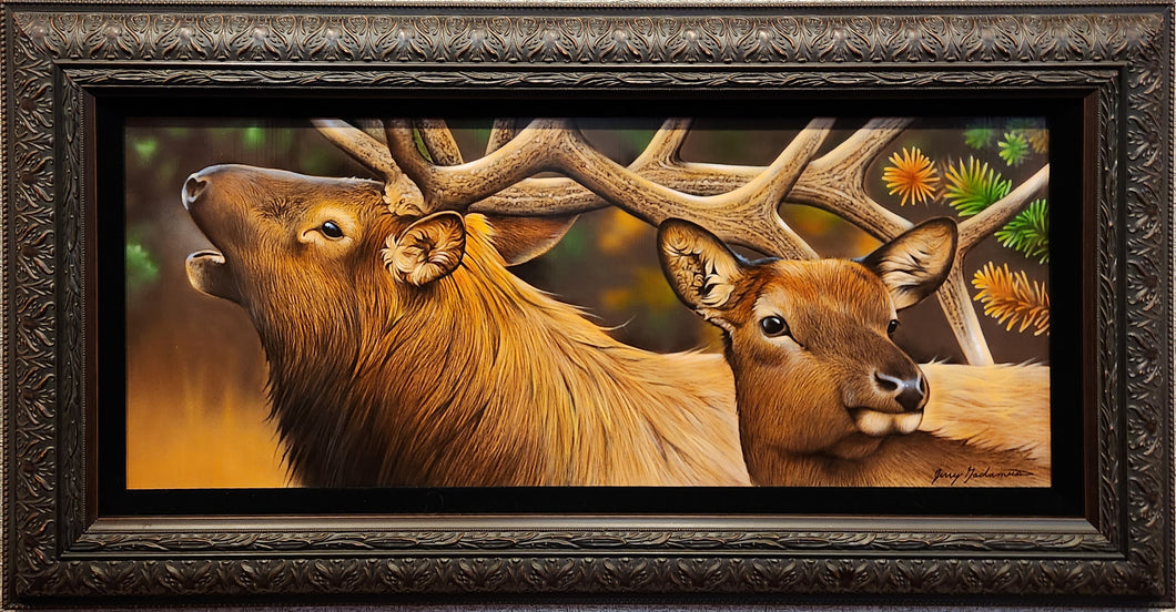 Calling for His Mate - Elk Pair Original by Jerry Gadamus