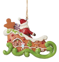 Load image into Gallery viewer, JS Gingerbread Santa in Sleigh Ornament