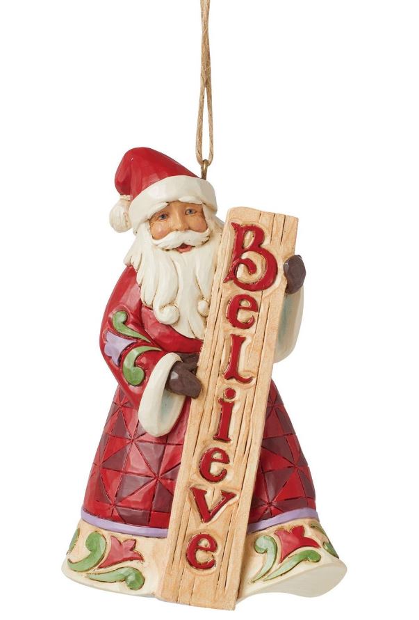 JS HWC Santa BELIEVE Porch Sign Ornament