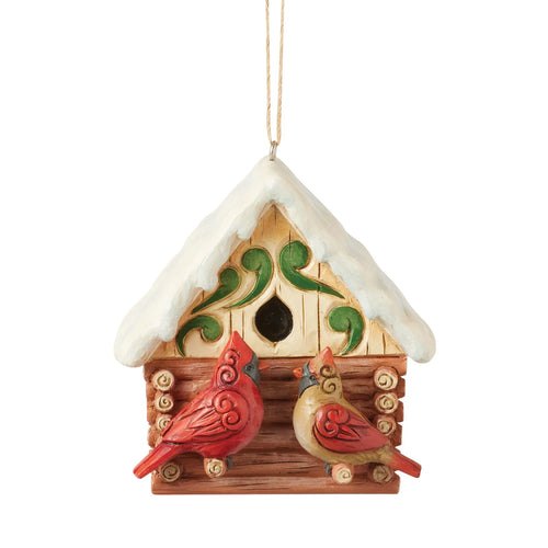 JS Lodge Cabin with Birds Ornament