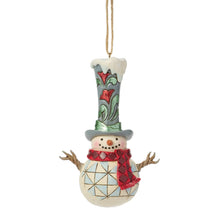Load image into Gallery viewer, JS Snowman with Tall Top Hat Ornament