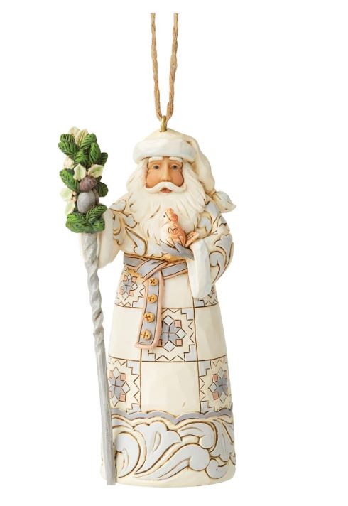 JS Woodland Santa with Staff Ornament