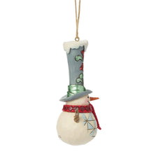 Load image into Gallery viewer, JS Snowman with Tall Top Hat Ornament