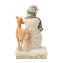 Load image into Gallery viewer, JS Woodland Snowman Holding Fawn