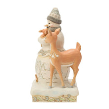 Load image into Gallery viewer, JS Woodland Snowman Holding Fawn