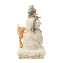 Load image into Gallery viewer, JS Woodland Snowman Holding Fawn