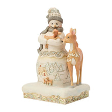 Load image into Gallery viewer, JS Woodland Snowman Holding Fawn