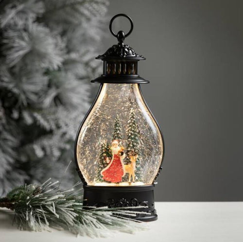 LED Shimmer Santa Deer Lantern