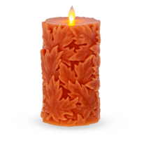 Load image into Gallery viewer, LED Engraved Leaf Pillar Candle 3x6"