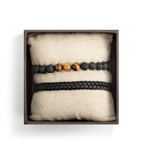 Load image into Gallery viewer, Mens Leather Bracelet Set Black