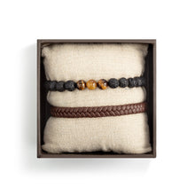Load image into Gallery viewer, Mens Leather Bracelet Set Brown