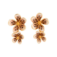 Load image into Gallery viewer, Mocha Enamel Flower Earrings