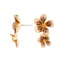 Load image into Gallery viewer, Mocha Enamel Flower Earrings